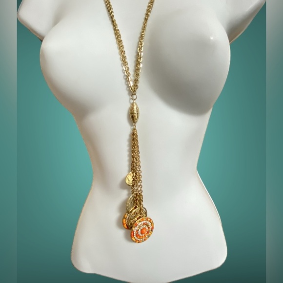 JULES C. Necklace Long Dangles Goldtone Chain - Picture 8 of 8